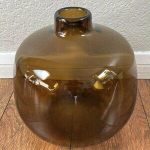 Crate And Barrel Polish Hand Blown 5.75” Coco Glass Vase Jar - Brown